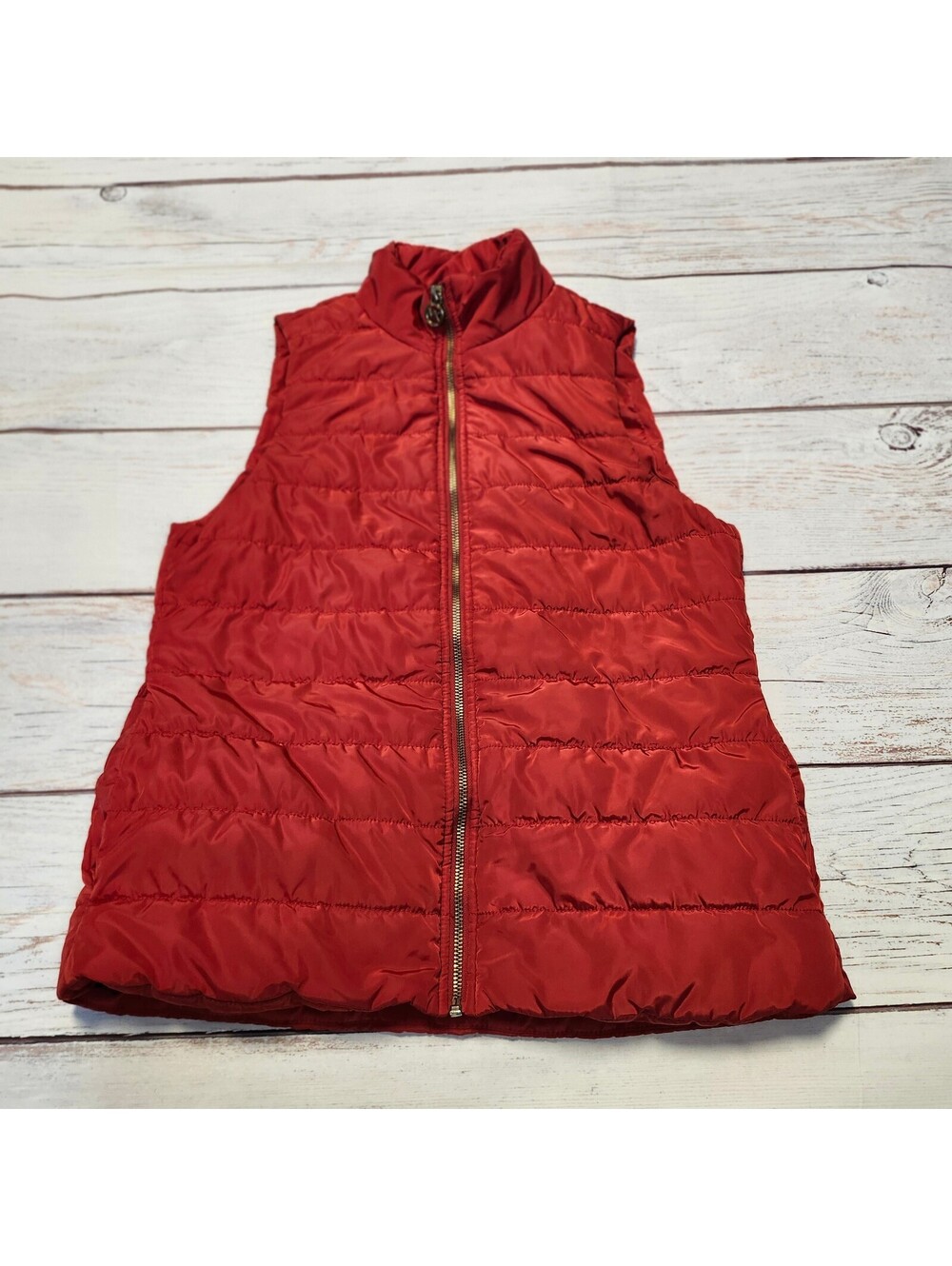 Michael Kors Red Puffer Vest with Gold Zipper Size Small